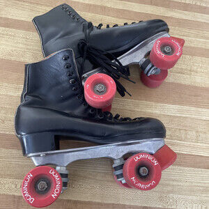 Vintage Black Size 7 1/2 Women's Dominion Marathon Roller Skates.